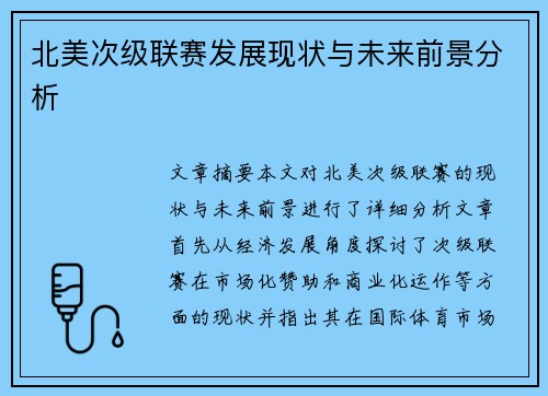 北美次级联赛发展现状与未来前景分析
